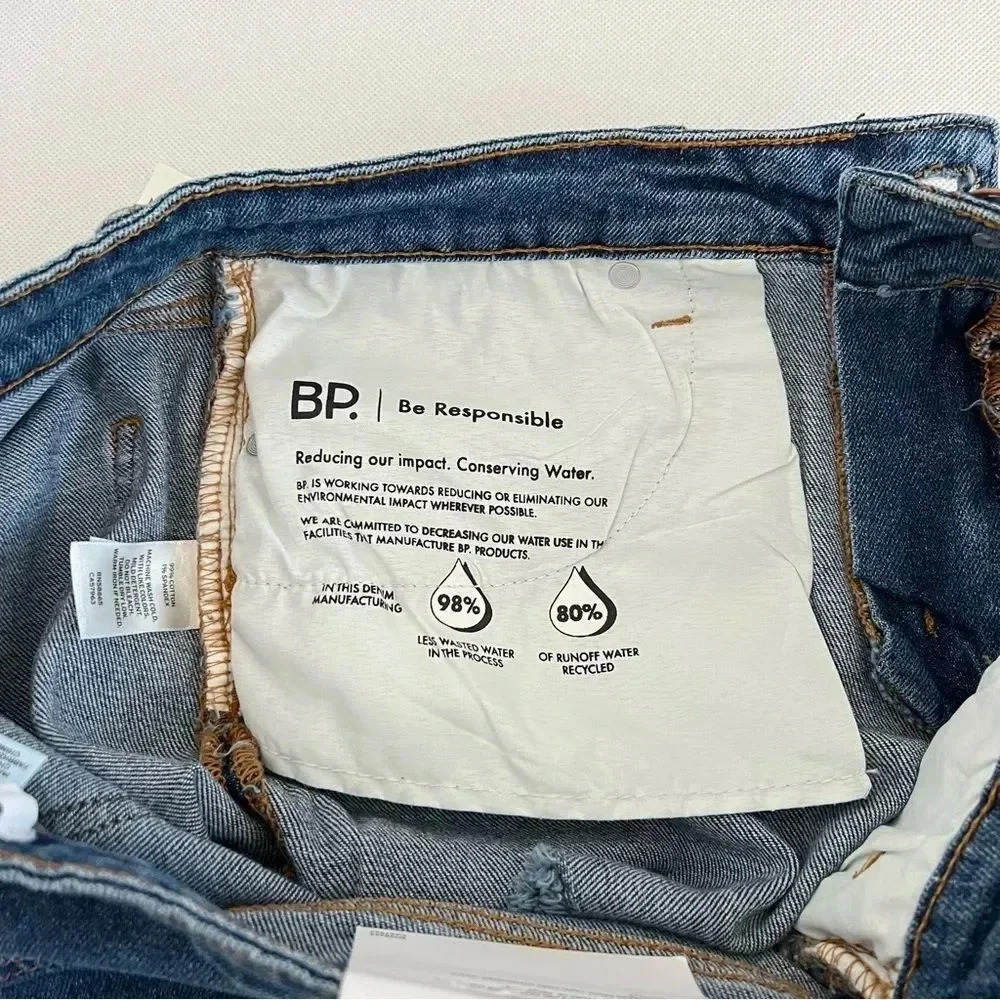 BP Shorts Denim Medium Blue Wash Distressed Raw Hem Size 31 - Picture 5 of 7